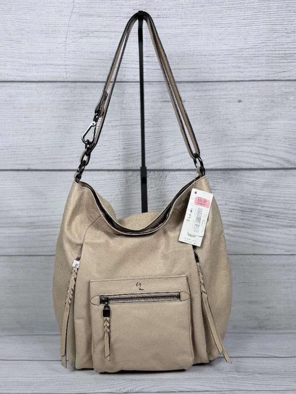 NWT Elliott Lucca Vivien Foldover Hobo Truffle Taupe Leather Bag 👜